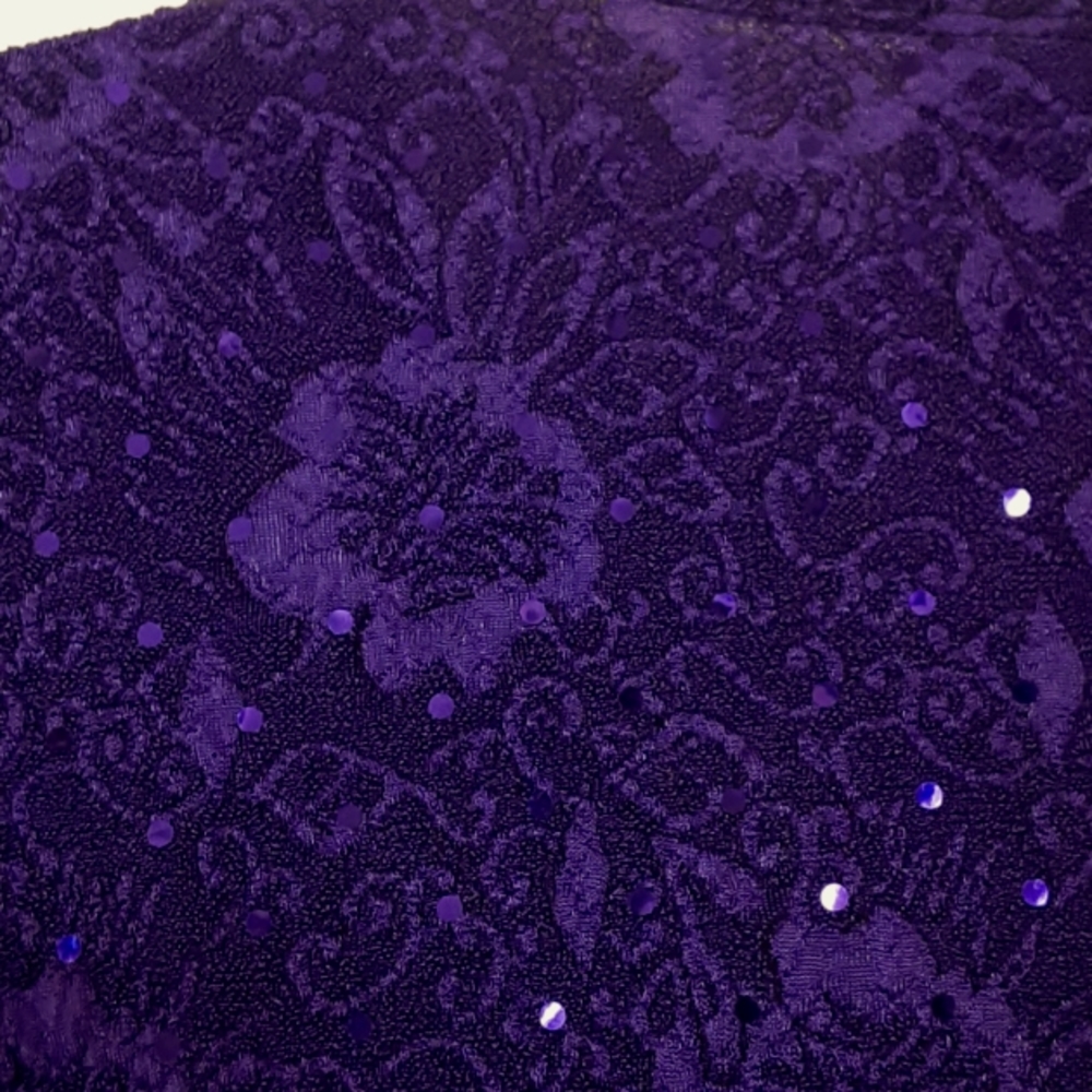 ⚡3/18 Connected Apparel knit sequined purple top mid-sleeve v neck Lk new! - Picture 6 of 7